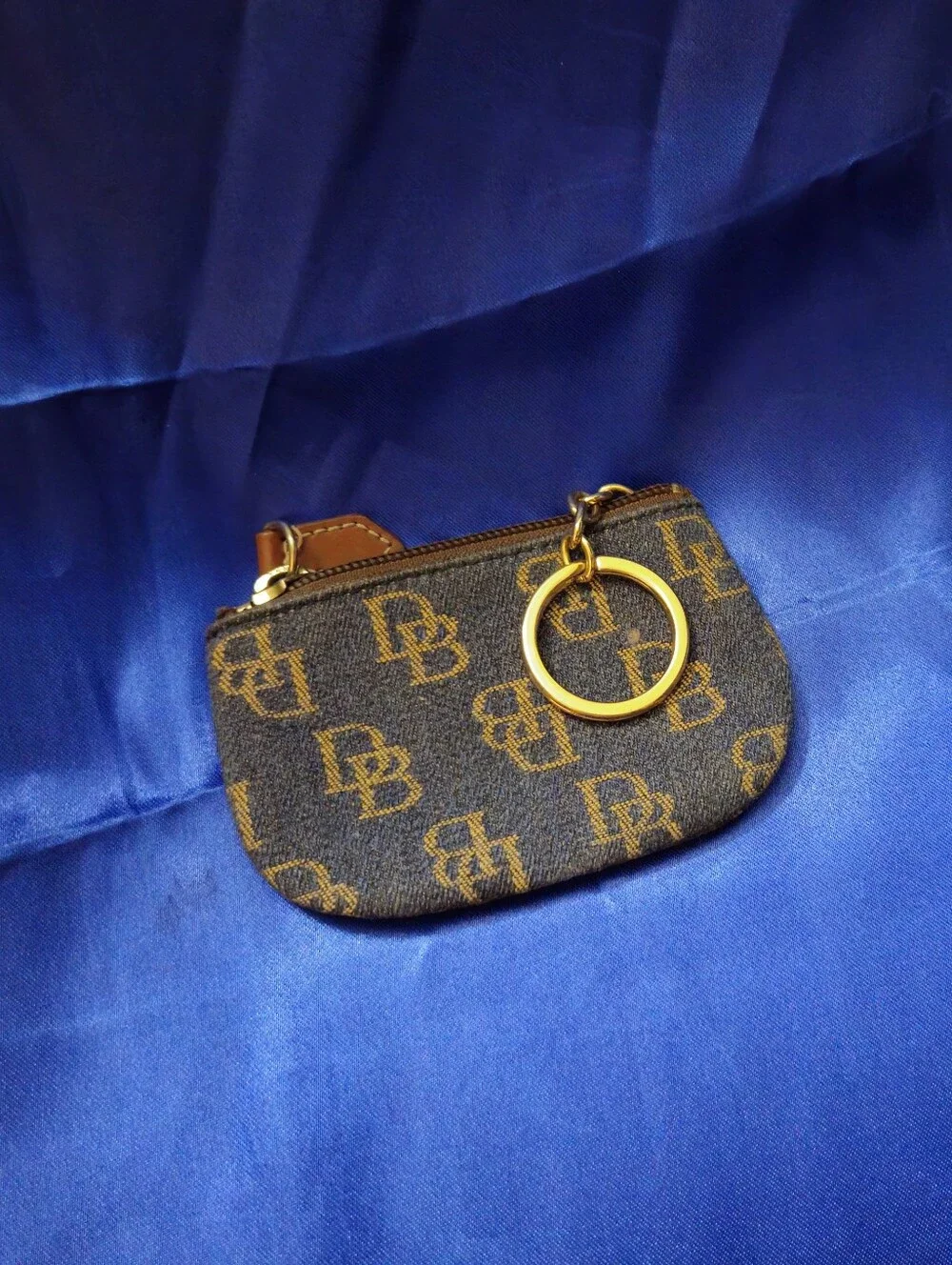 Dooney & Bourke Canvas Denim Logo Coin Purse Keychain Wallet